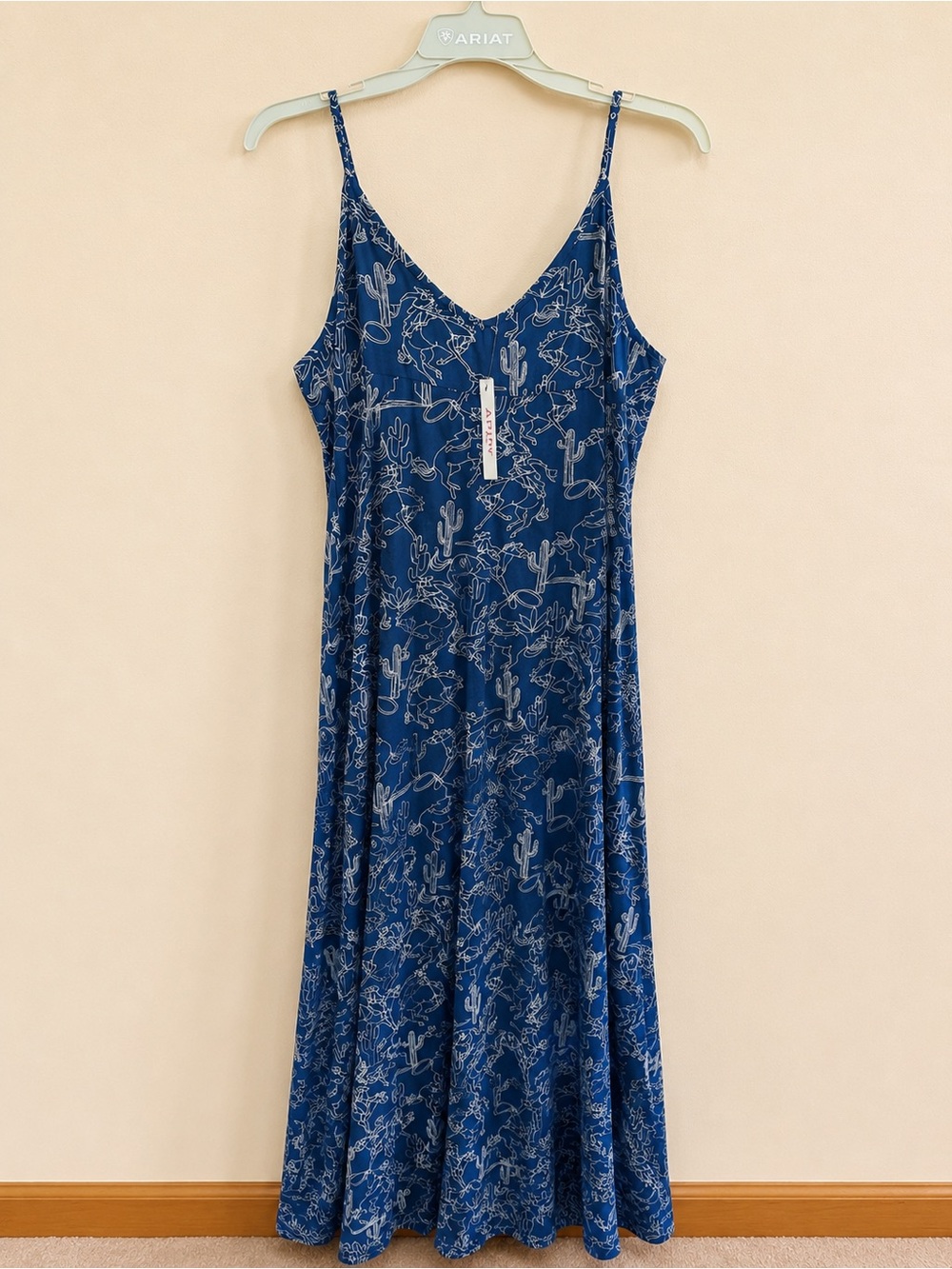 Ariat Navy Dress with White Cactus Print